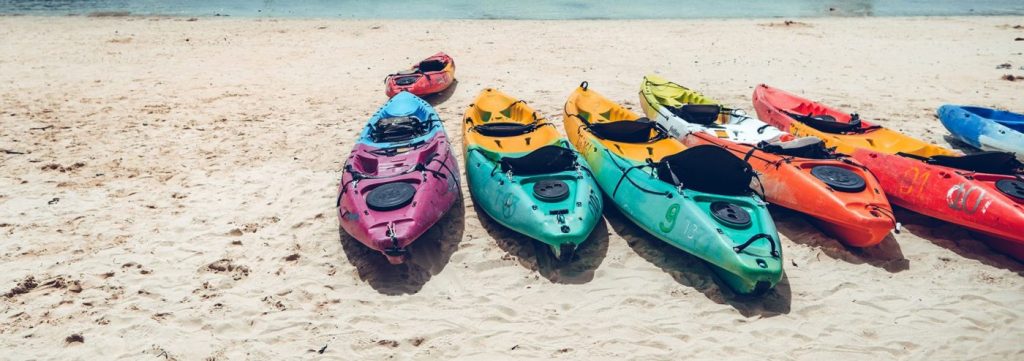 kayaks on beach